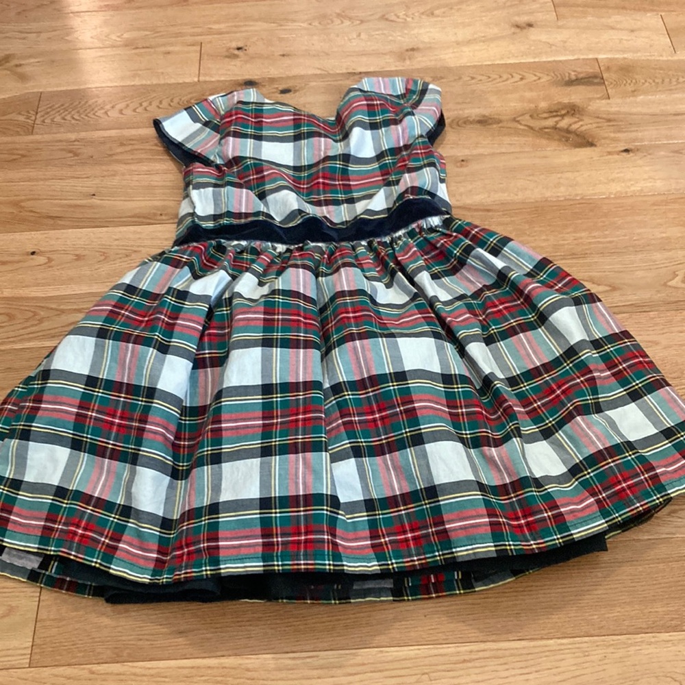 Carters, green, red and black and white checkered pattern dress